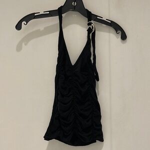 Black Halter Top Secured with Buckle Loops